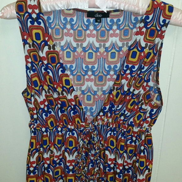 Designer Sele' Multi-color summer top, Sz M - Picture 4 of 8